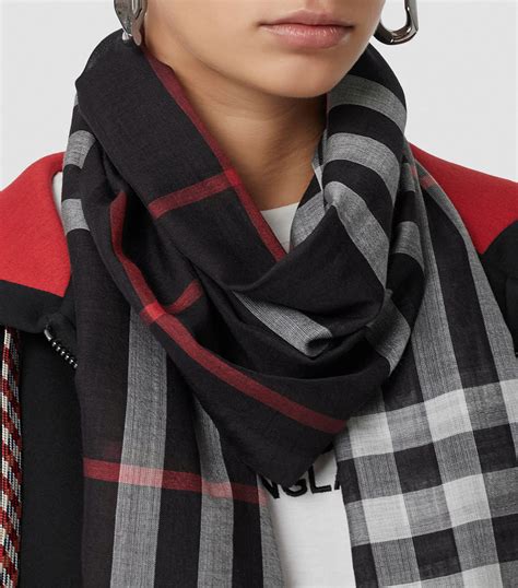 burberry women's giant check wool silk scarf|burberry scarf 2024.